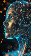 Poster - futuristic abstract portrait with digital connections and light effects