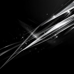Poster - Abstract Black and White: Gleaming Lines and Sparse Speckles in a Minimalist Composition for Modern Aesthetics