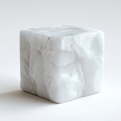 Aufkleber - Abstract Textured White Marble Cube on Minimal Background with Clean Shadows and Light, for Presentation or Product Display.