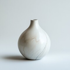 Poster - Elegant Marble Vase: A Simple Still Life Featuring a Single, Round Vase on a Clean, White Background