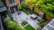 © Chayanin Wongpracha - modern backyard patio design with landscaping and grill