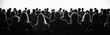 © miss irine - Silhouettes of diverse audience members watching presentation. Group of seated people in black, white in panoramic view listen lecture performance. Concept of teamwork, meeting, conference seminar.
