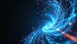 © miss irine - Dynamic swirling strands of blue light create abstract composition. Varying intensities evoke energy flow. Tech innovation background with glow, movement. Vibrant lines form smooth curves for modern