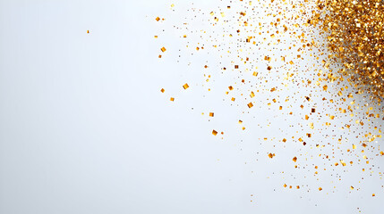 Poster - Shimmering Gold Glitter Scatter on Light Background with Sparkles