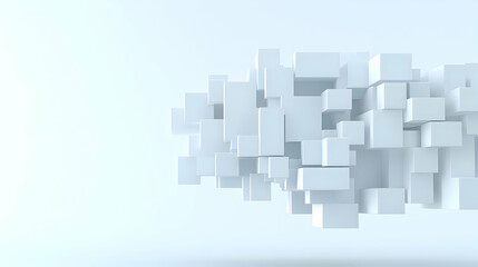 Poster - Abstract White 3D Cubes Composition on Light Background for Design