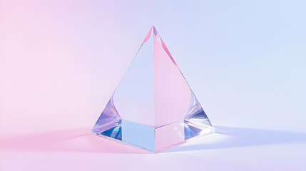 Poster - Elegant Crystal Pyramid on Soft Colorful Background for Display