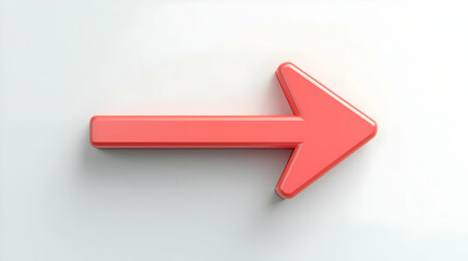 Poster - Bright Red 3D Arrow Pointing Right on Minimalistic Background