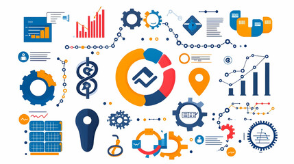 Poster - colorful data visualization elements for business analysis and growth