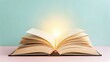 © InspiredCraftStudio - virtual classroom education with accessibility Concept Open book glowing softly against a pastel background.