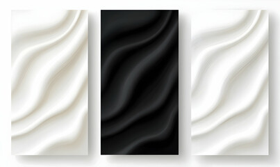 Poster - Abstract Fabric Texture with Soft Waves in Black and White Design