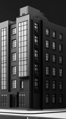 Poster - GrayScale Art Deco Building Architectural Rendering