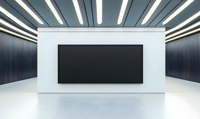 Poster - Minimalist Gallery Space with Empty Screen in Modern Interior Design