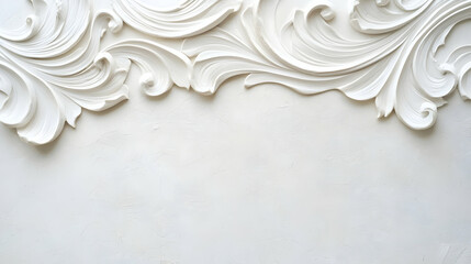 Poster - Elegant White Decorative Swirls on Smooth Wall Surface