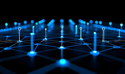 Poster - Futuristic Network Connections with Glowing Nodes and Lines