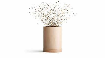 Poster - Abstract Artistry of Wooden Cylinder with Floating Particles Effect