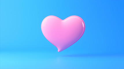 Poster - Pink Heart Shape Against a Bright Blue Background in 3D Style