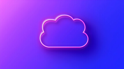 Poster - Neon Cloud Icon with Gradient Background in Purple and Pink Shades