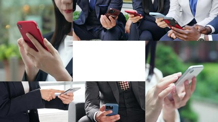Poster - Collage video of various people using smartphones