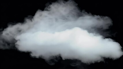 Wall Mural - single white cloud morphs dissolves deep black background ideal motion graphics visual effects artistic compositing projects