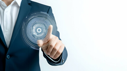 Poster - Businessman Interacting with Futuristic Digital Interface Concept