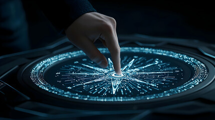 Poster - Futuristic Interface with Touch Control and Vivid Digital Patterns