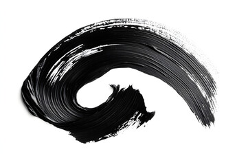 Poster - Black Paint Brush Stroke in Wave Shape on White Background
