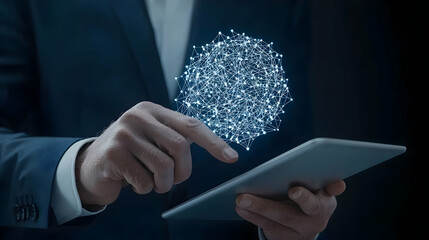 Poster - Modern Digital Interaction with Tablet and Data Visualization Concept
