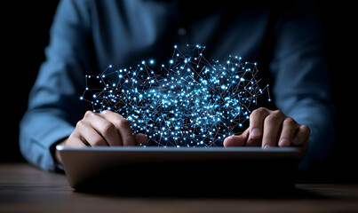 Poster - Digital Transformation Concept with Hands and Data Connection