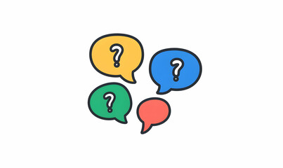 Poster - Colorful Speech Bubbles with Question Marks for Communication Themes