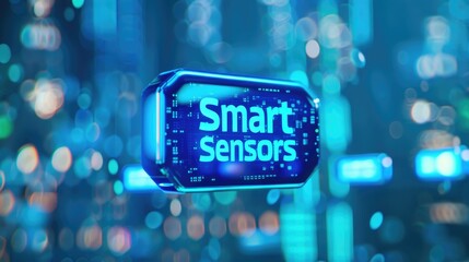 Poster - Smart sensors displayed in a neon digital environment.