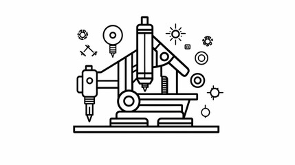 Poster - Illustration of a Modern Laser Cutting Machine with Detailed Elements
