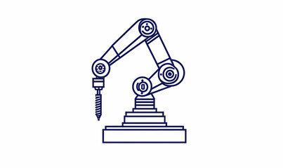 Poster - Industrial Robot Arm with Screwdriver Illustration for Manufacturing