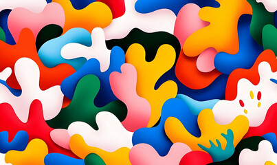 Poster - Colorful Abstract Shapes and Waves in Vibrant Artistic Design
