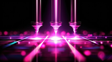 Poster - Futuristic laser technology with vibrant pink light effects.