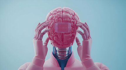 Poster - Futuristic Human-Like Robot with Exposed Brain Displaying Emotion