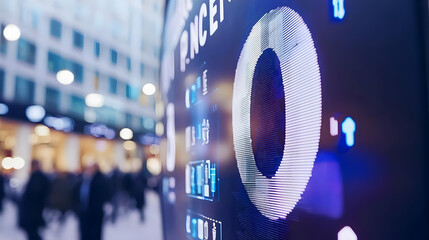 Poster - Digital Display Showing Financial Market Data in Urban Setting