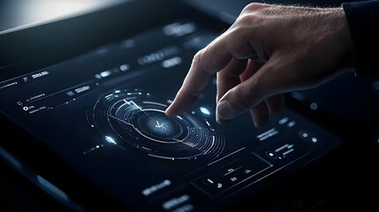 Poster - Hand Interacting with Futuristic Touchscreen Display Technology