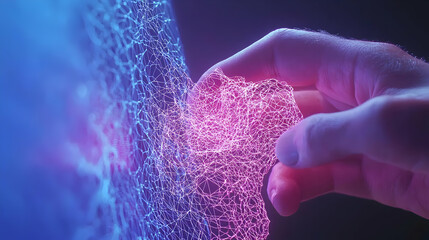 Poster - Abstract Concept of Connection and Technology with Glowing Network Mesh