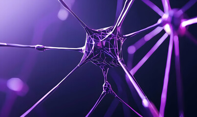 Poster - Intricate Neural Network Structure with Purple Light and Depth