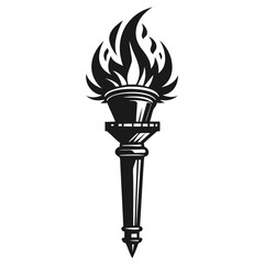 Poster - Torch Black silhouette hand-drawn, detailed, realistic, isolated on a transparent background