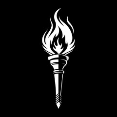 Poster - Torch Black silhouette hand-drawn, detailed, realistic, isolated on a transparent background