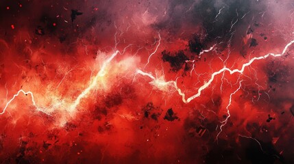 Leinwandbilder - Chaotic energy of anger depicted with sharp red and black splashes and striking lightning in an abstract background Generative AI