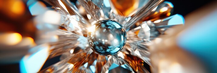 Poster - Crystalline Quantum Aesthetics Hyper-Detailed Macro Crystal Burst with Dynamic Chromatic Refraction - Futuristic Design and Innovative Digital Visualization