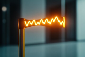 Aufkleber - Luminescent Vitality Curve Glowing Biotech Heartbeat Visualization in Minimalist Medical Design - Innovative Health Analytics and Wellness Technology