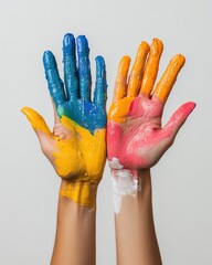 Leinwandbilder - Vibrant Creative Expression Multicolor Hands Celebrating Artistic Freedom and Inclusive Design in Modern Education Storytelling