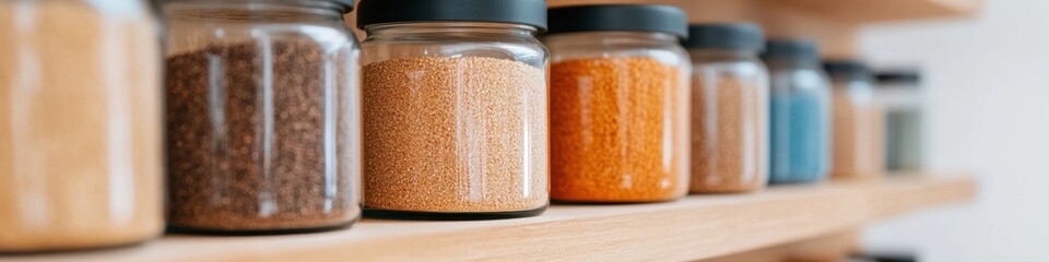 Poster - Minimalist Zero-Waste Kitchen Organization Eco-Friendly Glass Pantry Storage Solutions for Sustainable Living and Modern Meal Prep Aesthetics