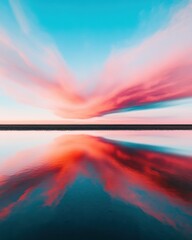 Poster - Fluid Horizons Ethereal Digital Abstract Landscape Blending Pastel Teal and Coral - Immersive Visual Experience for Modern Creative Branding