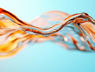 Poster - Fluid Dynamics Ethereal Liquid Motion Design Capturing Innovative Digital Art Trends in Translucent Amber and Aqua Aesthetic - Creative Visual Marketing Concept