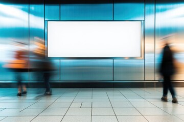 Aufkleber - Futuristic Digital Signage Mockup Dynamic Urban Tech Environment with Blurred Motion, Next-Gen Communication Infrastructure for Smart City Innovations