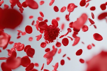 Fototapete - Viral Dynamics Visualized Immersive Medical of Blood Cells in Advanced Scientific Microscopic Outbreak Research - Next-Gen Health Innovation